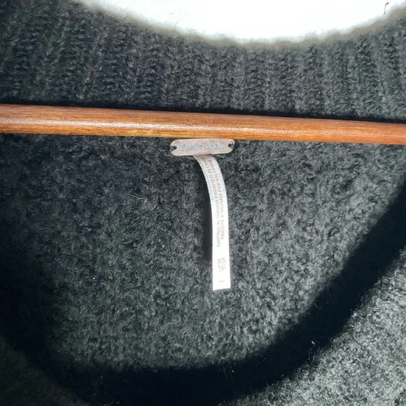 NWT Free People Black Thick Knit Crewneck Sweater - Picture 5 of 10